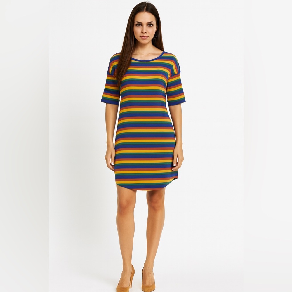 LuLaRoe Multicolor Striped Tshirt Dress NWT